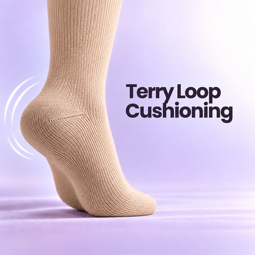Beige teacher terry loop cushioning