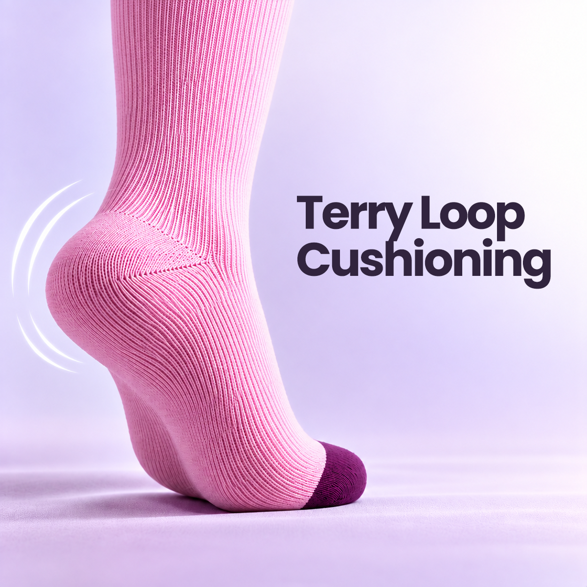 Purple teacher terry loop cushioning