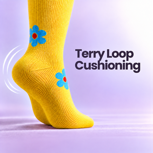 Yellow teacher terry loop cushioning
